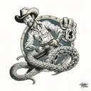 Cowboy and a rattlesnake in dallas cowboys logo tattoo design idea