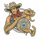 Cowboy and a rattlesnake in dallas cowboys logo tattoo design idea