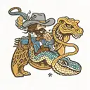 Cowboy and a rattlesnake in dallas cowboys logo tattoo design idea