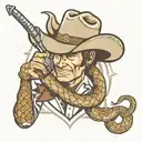 Cowboy and a rattlesnake in dallas cowboys logo tattoo design idea