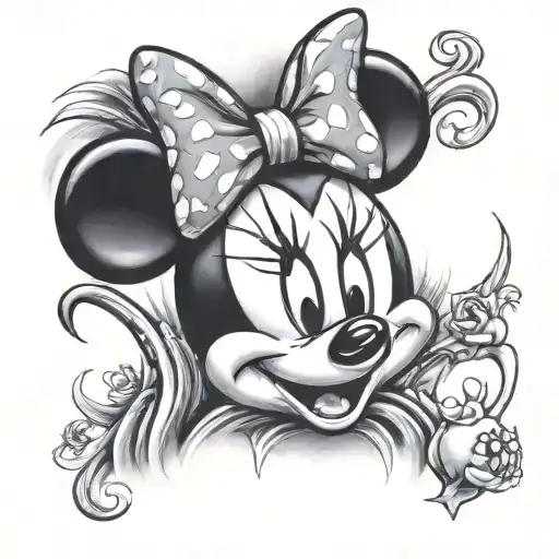 evil minnie mouse tattoo design idea