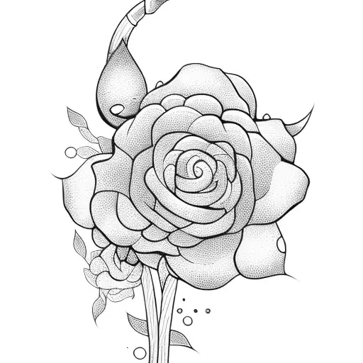 A stylized microphone intertwined with blooming flowers tattoo design idea