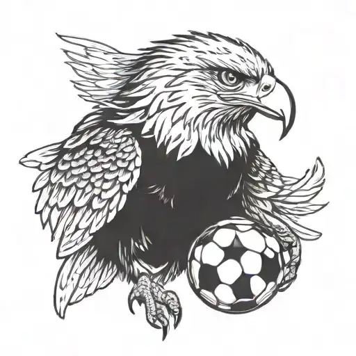 A fierce eagle clutching a soccer ball in its talons tattoo design idea