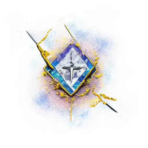 Kintsugi spear tattoo design idea