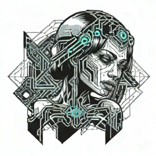 Nude Undead Woman crying tattoo design idea