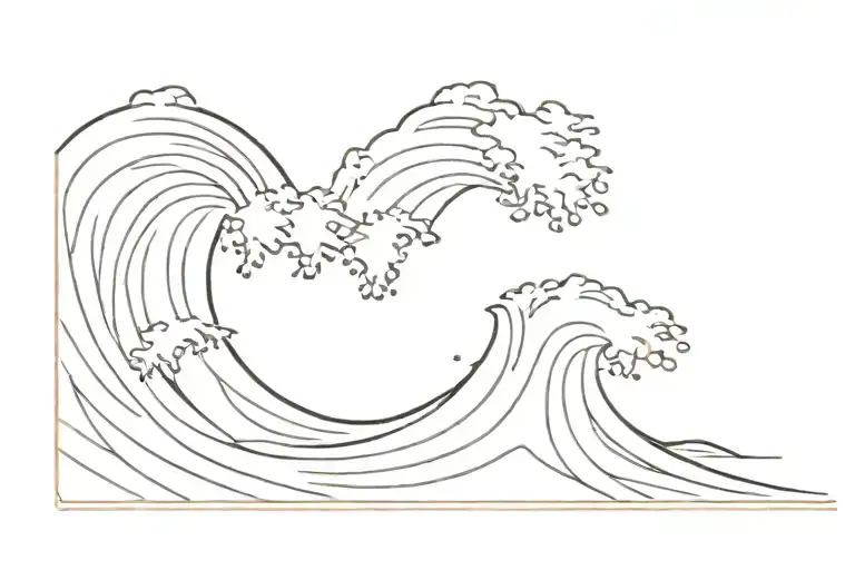 smal to big waves ending in sun tattoo design idea