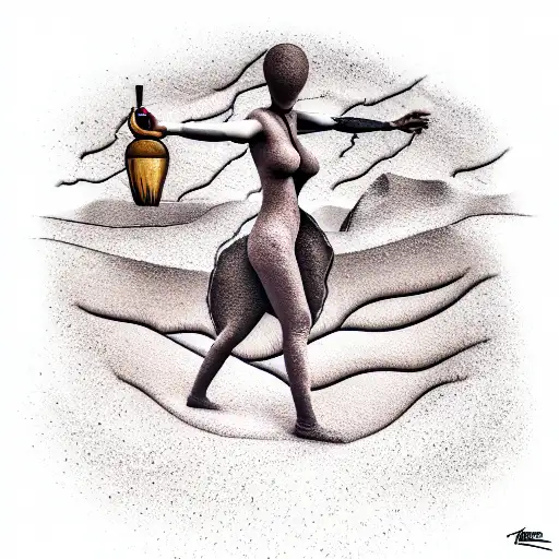 a sand drip timer building  a women out of sand tattoo design idea
