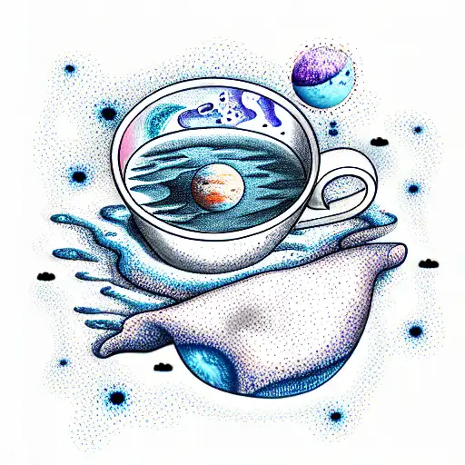 cup of water made out of the moons refletion  tattoo design idea
