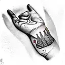 shadow of the world in gods palm tattoo design idea