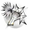 shadow of the world in gods palm tattoo design idea