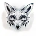 Generate a realistic fox skull on a human female body tattoo design idea
