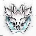 Generate a realistic fox skull on a human female body tattoo design idea