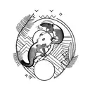 A mongoose surrounded by vibrant Caribbean flowers and palm trees tattoo design idea