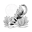 A mongoose surrounded by vibrant Caribbean flowers and palm trees tattoo design idea