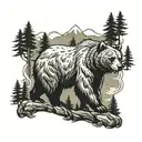 bear forest scene tattoo design idea