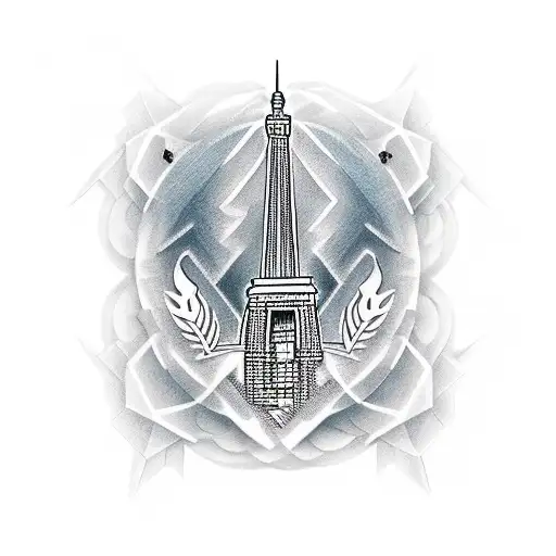 Statue of Liberty hovering over the Eiffel tower tattoo design idea