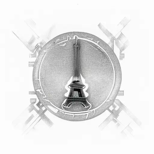 Statue of Liberty hovering over the Eiffel tower tattoo design idea