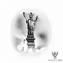Statue of Liberty hovering over the Eiffel tower tattoo design idea