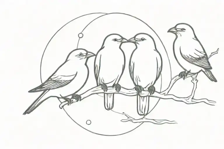 three little birds sitting tattoo design idea