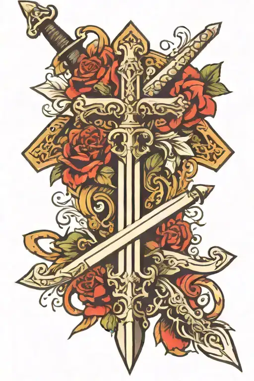 cross sword  tattoo design idea