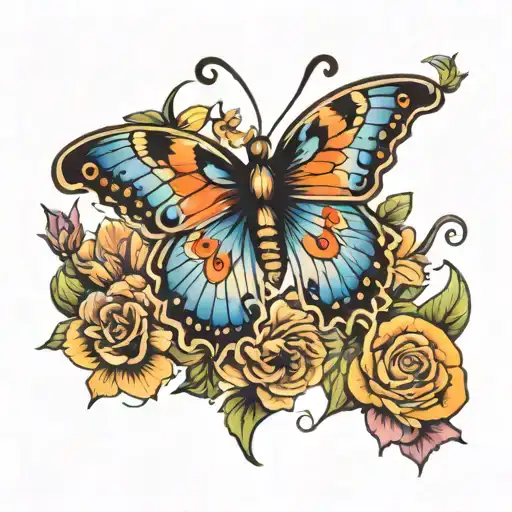 butterfly, faith, angel number 7 tattoo design idea