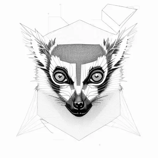 Picture a sleek and confident lemur with a slightly tilted head, its eyes exuding curiosity and agility. The design feat tattoo design idea