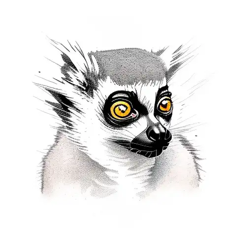 Picture a sleek and confident lemur with a slightly tilted head, its eyes exuding curiosity and agility. The design feat tattoo design idea