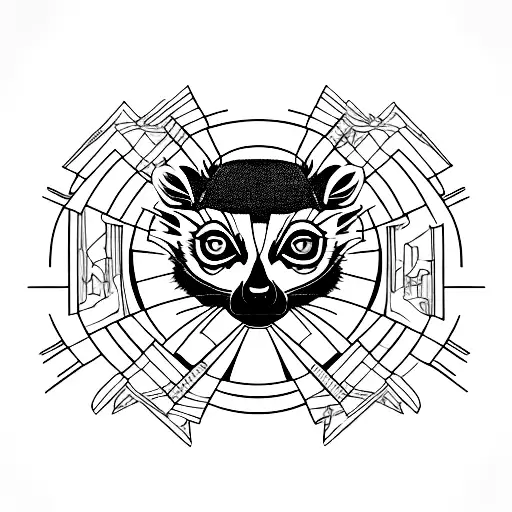 Picture a sleek and confident lemur with a slightly tilted head, its eyes exuding curiosity and agility. The design feat tattoo design idea