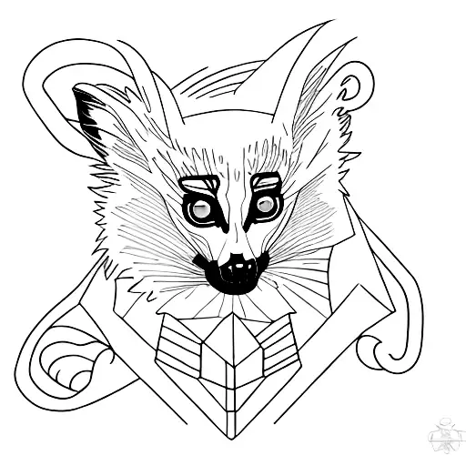 Picture a sleek and confident lemur with a slightly tilted head, its eyes exuding curiosity and agility. The design feat tattoo design idea