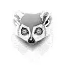 Picture a sleek and confident lemur with a slightly tilted head, its eyes exuding curiosity and agility. The design feat tattoo design idea