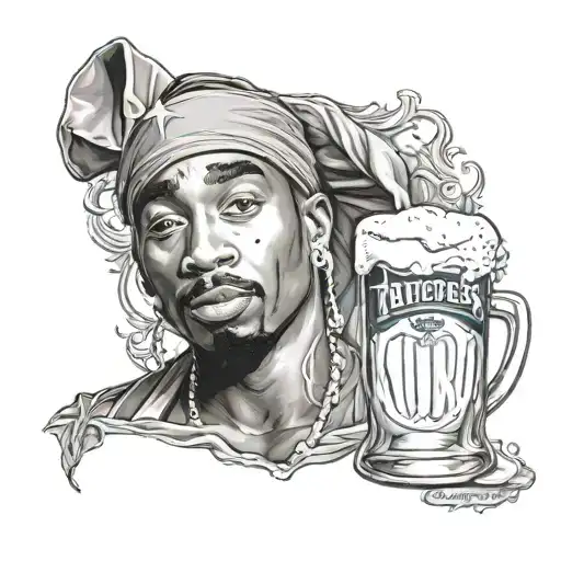 Beer and tupac   tattoo design idea