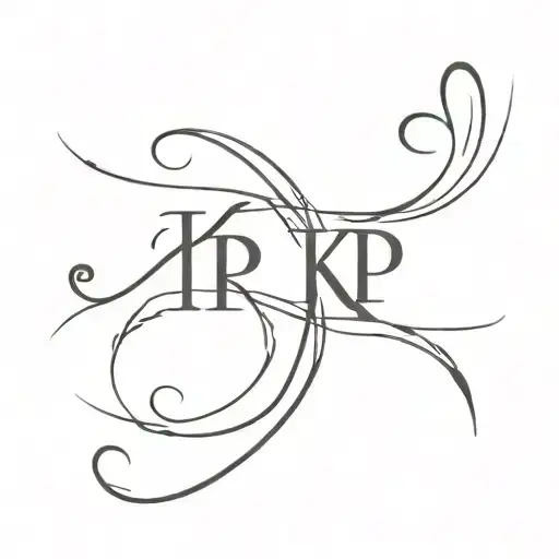Initials TP and KP overlapping tattoo design idea