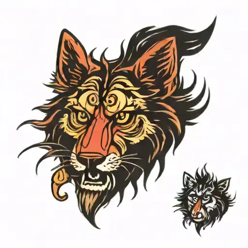 jerry garcia wolf face tattoo design idea