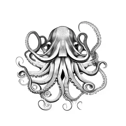 octopus with  tentacles chains tattoo design idea