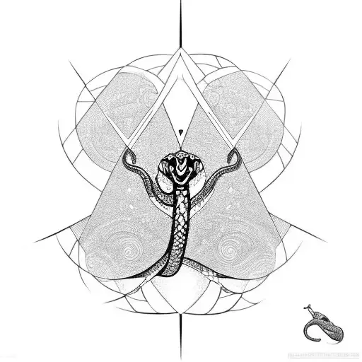 snake that is geometric and also has skeleton tattoo design idea