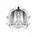 A tranquil yoga pose amidst a lush forest with vibrant colors tattoo design idea