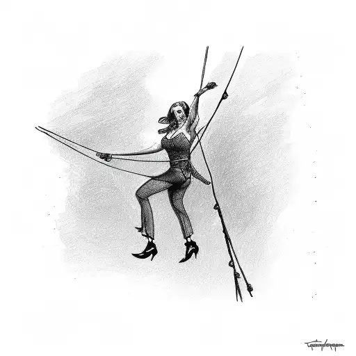 tightrope walker woman tattoo design idea