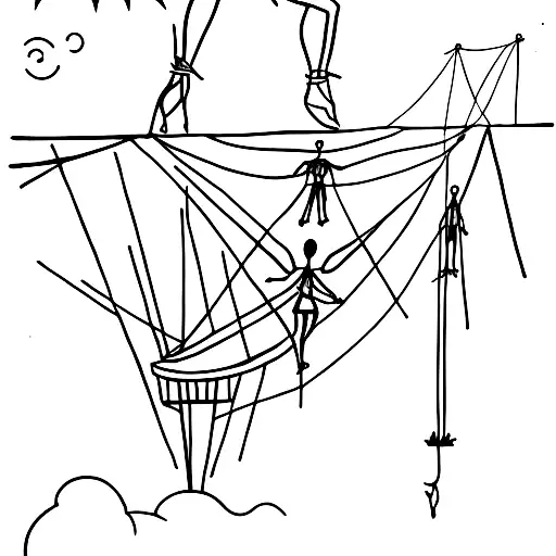 tightrope walker woman tattoo design idea