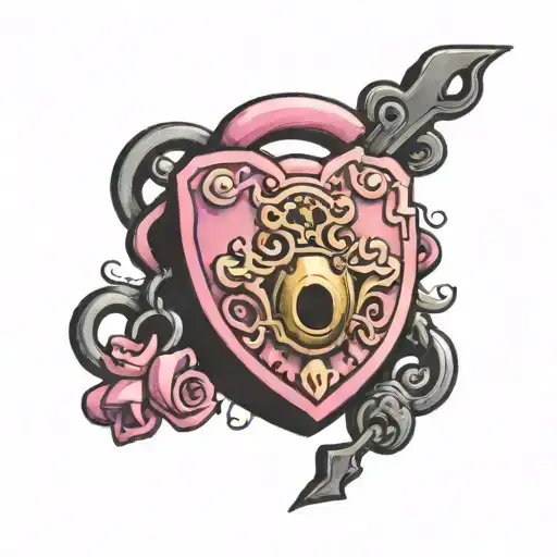 pink padlock locked tattoo design idea