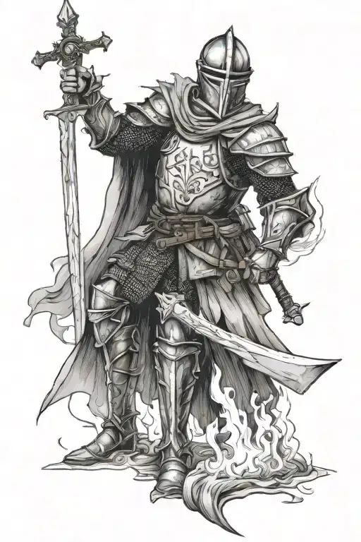 knight near bonfire dark souls tattoo design idea