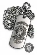 military dog tag with the individual's name written tattoo design idea