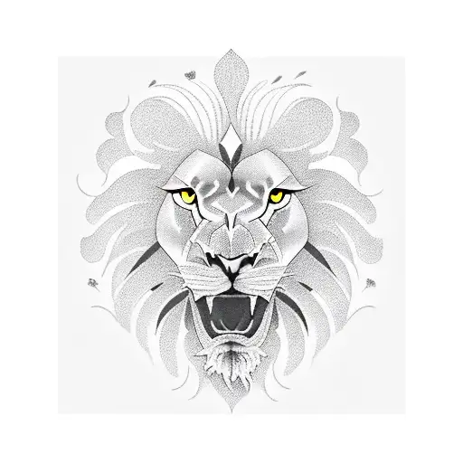 phoenix with lion tattoo design idea