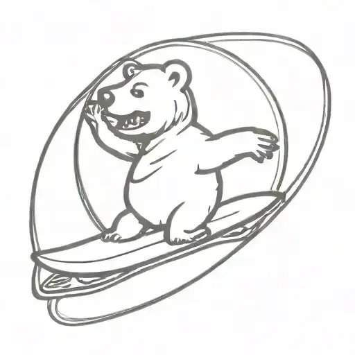 Grateful Dead dancing bear with surfboard tattoo design idea