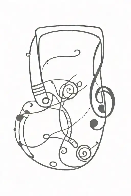 A tattoo design combining musical notes and a camera lens to represent your passion for music and photography tattoo design idea