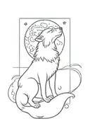 A tattoo design of a wolf howling at the moon surrounded by underwater sea creatures to represent your love for animals and the ocean tattoo design idea