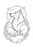 A tattoo design of a wolf howling at the moon surrounded by underwater sea creatures to represent your love for animals and the ocean tattoo design idea