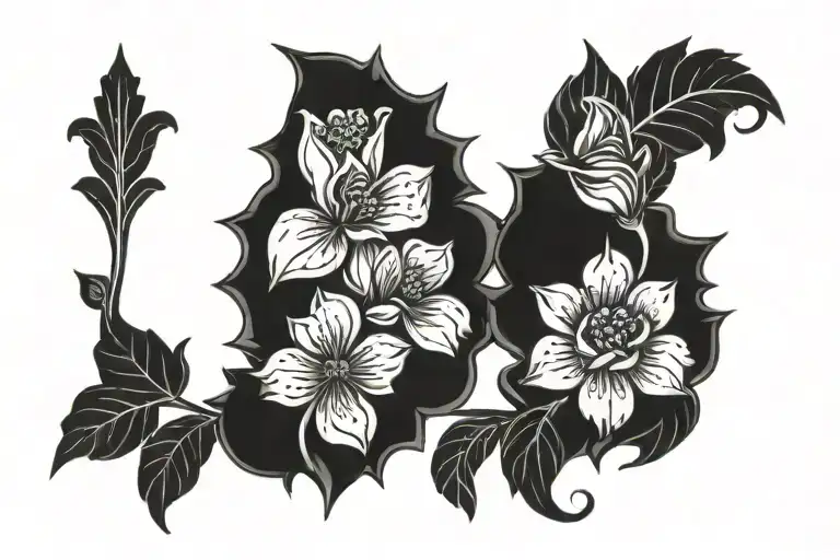 railroad flower feminine mom and daughter tattoo tattoo design idea