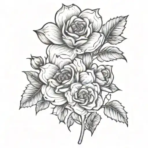 railroad flower feminine mom and daughter tattoo tattoo design idea