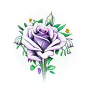 red rose, violet, marigold, aster, daffodil, lily of the valley tattoo design idea