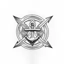 anchor with north star  tattoo design idea